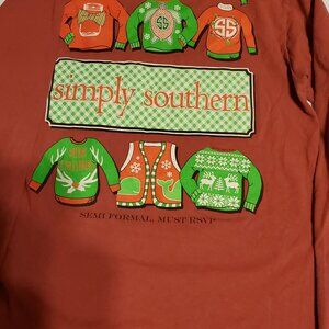 Simply Southern Women's Long Sleeve Red/Burgundy Christmas T-Shirt